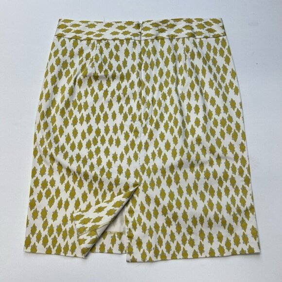 J.Crew Womens A Line Skirt Green White Diamond Above Knee Stretch Zip 10 - Picture 2 of 10